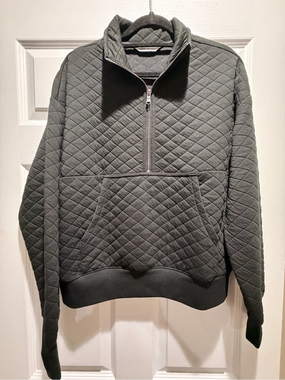 Women Quilted Half-Zip Pullover Sweater - Black